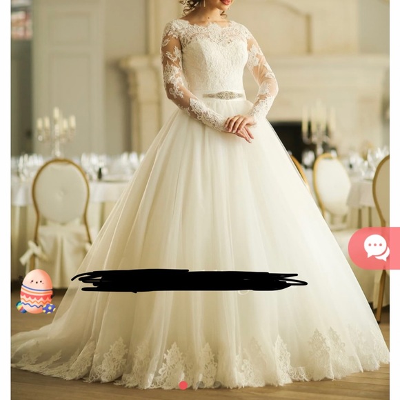 BRAND NEW Ball Gown Long Sleeve Wedding Dress - Picture 4 of 6